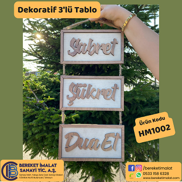 Ahşap Dekoratif 3'lü Tablo 1
