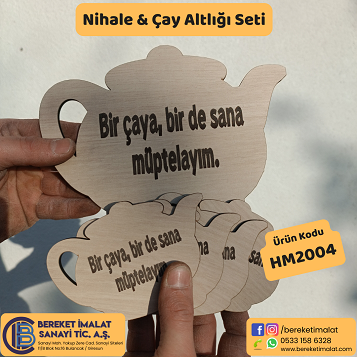 Ahşap Nihale ve Çay Altlığı Seti 1