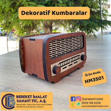 Ahşap Dekoratif Radyo Kumbara 1