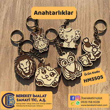 Ahşap Hayvan Figürü Anahtarlıkları 1